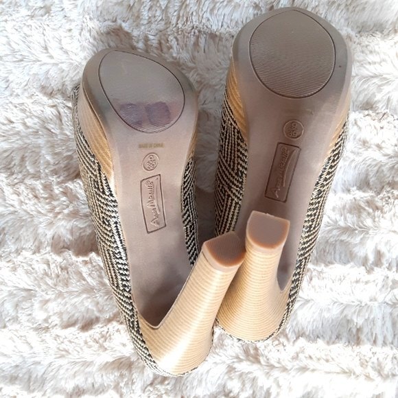 Anne Michelle Tan Woven Platform Stiletto Heels 9 High Heels - Picture 8 of 8